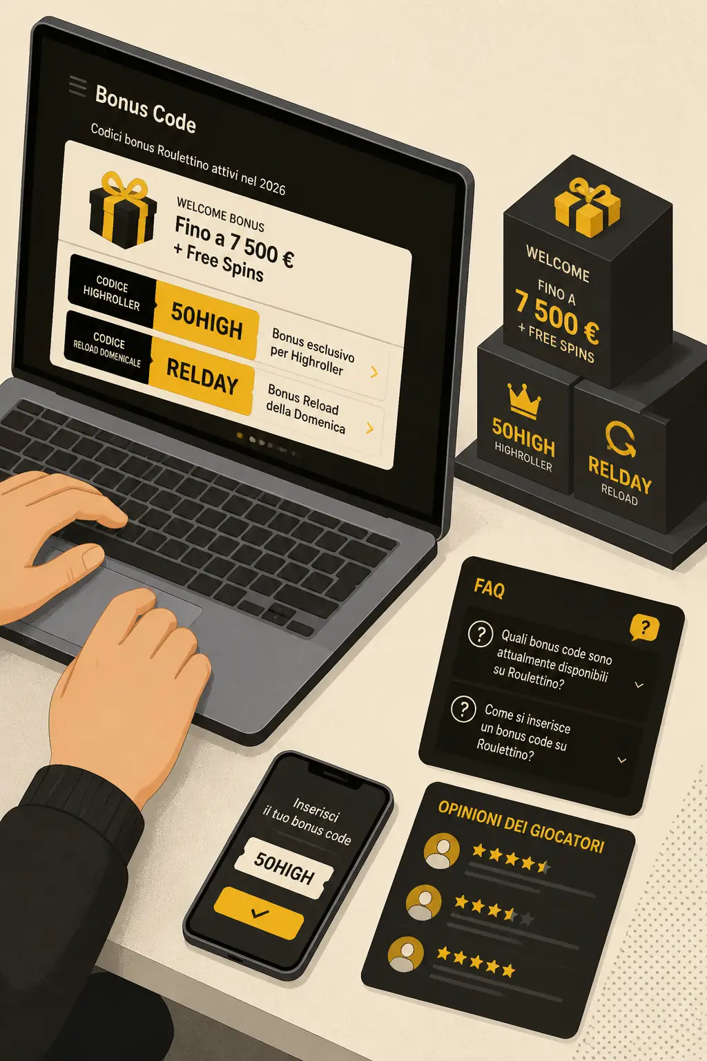 Roulettino Bonus Code visual guide for Roulettino Casino